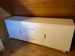 Weisses Sideboard, 160cm breit, 55cm hoch, 40 cm tief