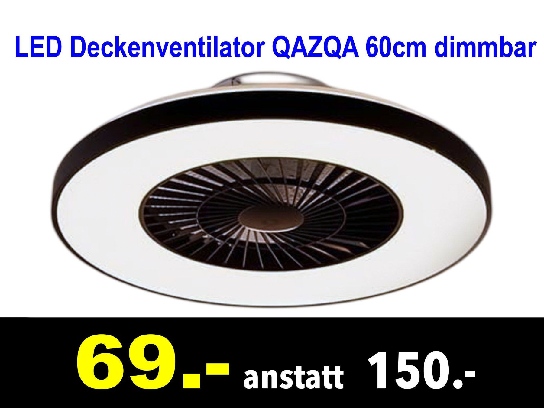 Lampade: LED Deckenventilator QAZQA 60cm dimmbar – Nuovo e nell'imballaggio originale da Zürich venduto da LUIS-B