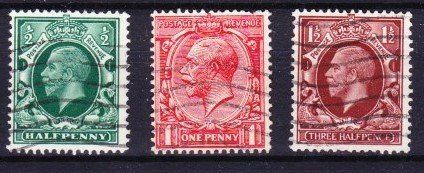 Tutti i francobolli: 3 Timbres Angleterre - Roi George V - 1912 - Obl. – Usato da Blonay venduto da Leglaude_01