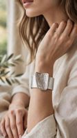 Bracciale in similpelle con decorazione geometrica metallica