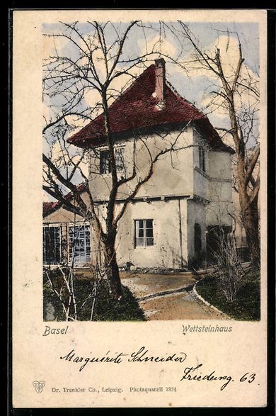 Cartoline postali: AK Basel, Wettsteinhaus mit Garten, 1901 – Usato da Berlin venduto da bartko-reher