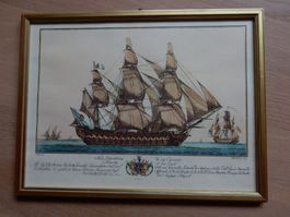 Antiker Druck Stich? "Nave Napoletana" - Bild Schiff Nautica