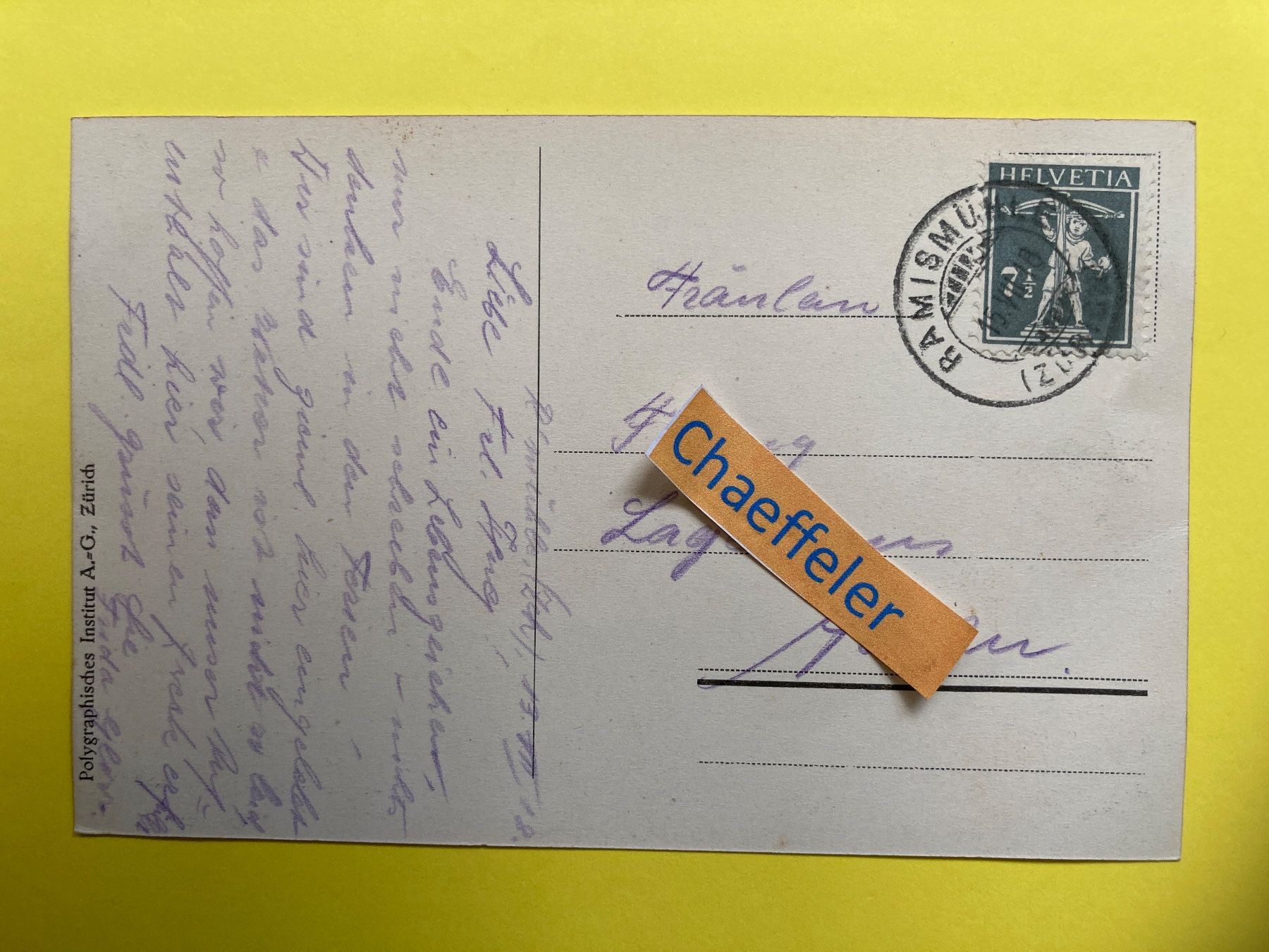 Cartoline postali: 1918 Asyl Remismühle – Usato da Zürich venduto da Chaeffeler 1