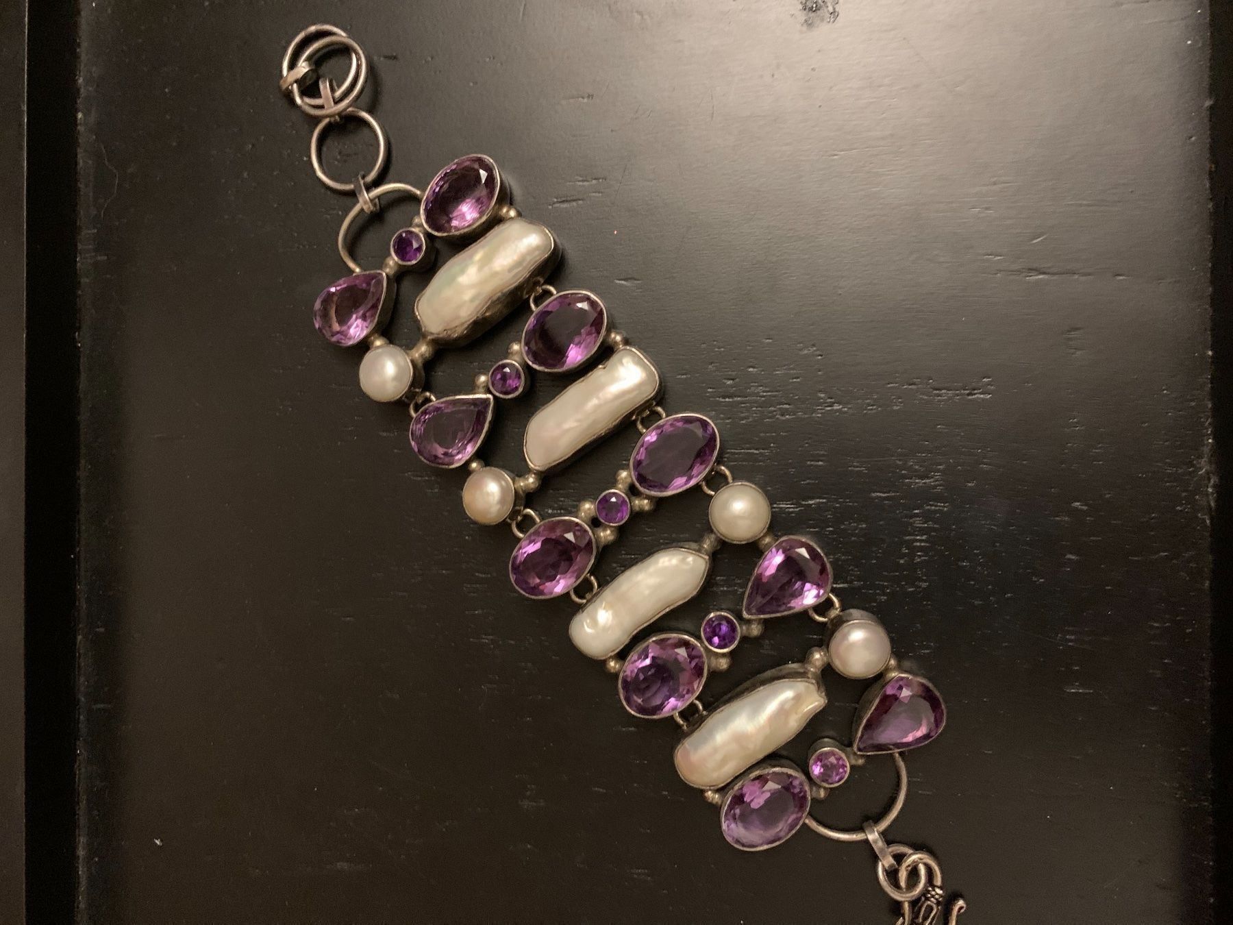 Bracelets: Amethyst Perlen Silber Armband – Neuf (Voir description) à Birsfelden par Exclusivity