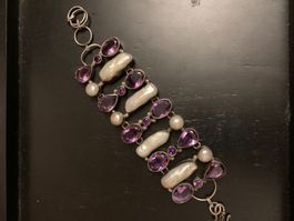 Amethyst Perlen Silber Armband