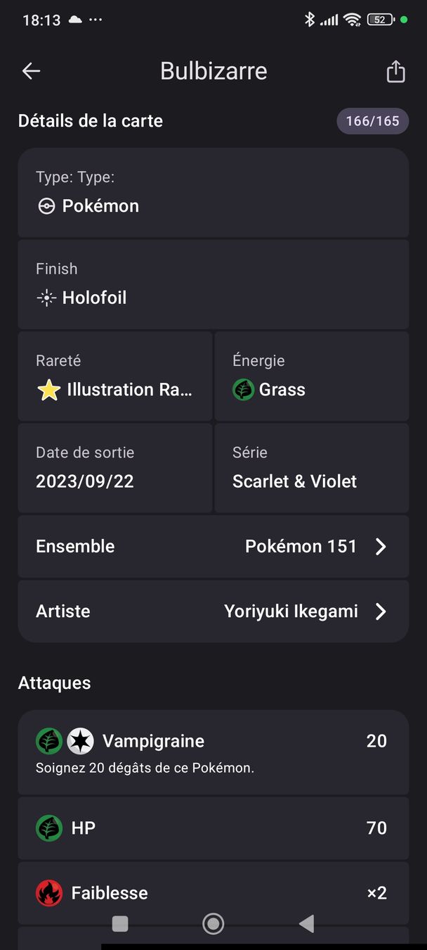 Pokémon Carte collezionabili: Carte Pokémon Bulbizarre 166/165  – Usato da Yverdon-les-Bains venduto da JVinc72 3