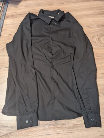 Chemise noir Only&Son col boutonné/col américain