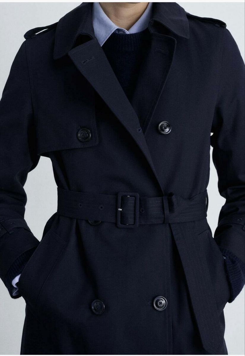 Mango Cappotti: Mango Damen Trenchcoat, dunkelblau, Grösse M – Usato da Birr venduto da savasdee 5
