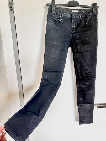 Burberry Damen Jeans, Schwarz, Lederoptik, Grösse 27