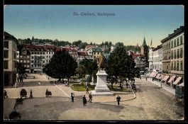 AK St. Gallen, Marktplatz mit Passanten
