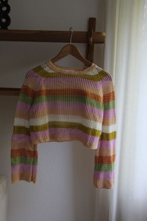 Zara Girls' Colorful Striped Knit Crop Top, Size 13-14yrs