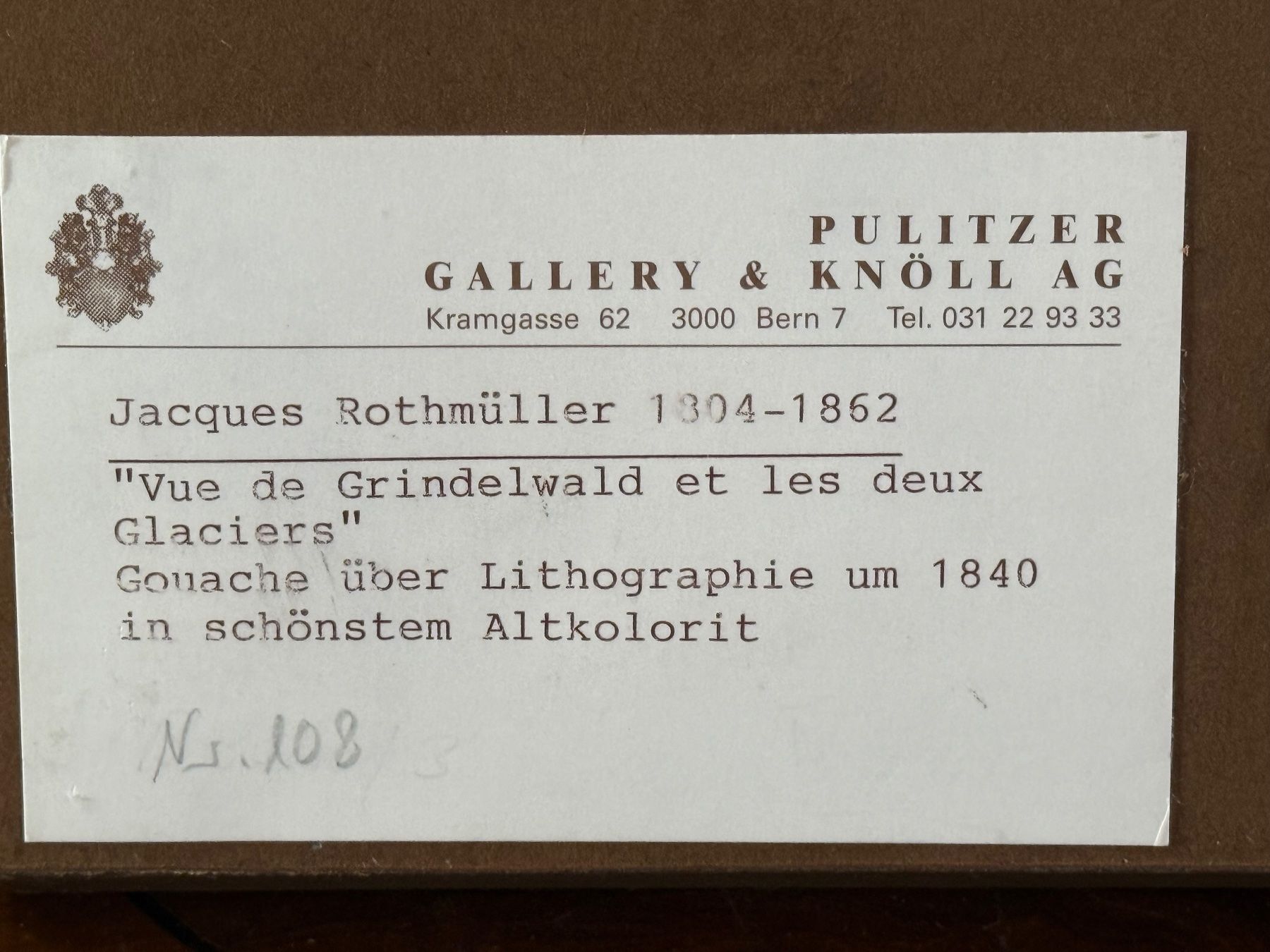 Grafica & Litografie: Rothmüller Jacques 1804-1862  Litho Gouache Grindelwald – Usato da Bern venduto da Jwpm66 4