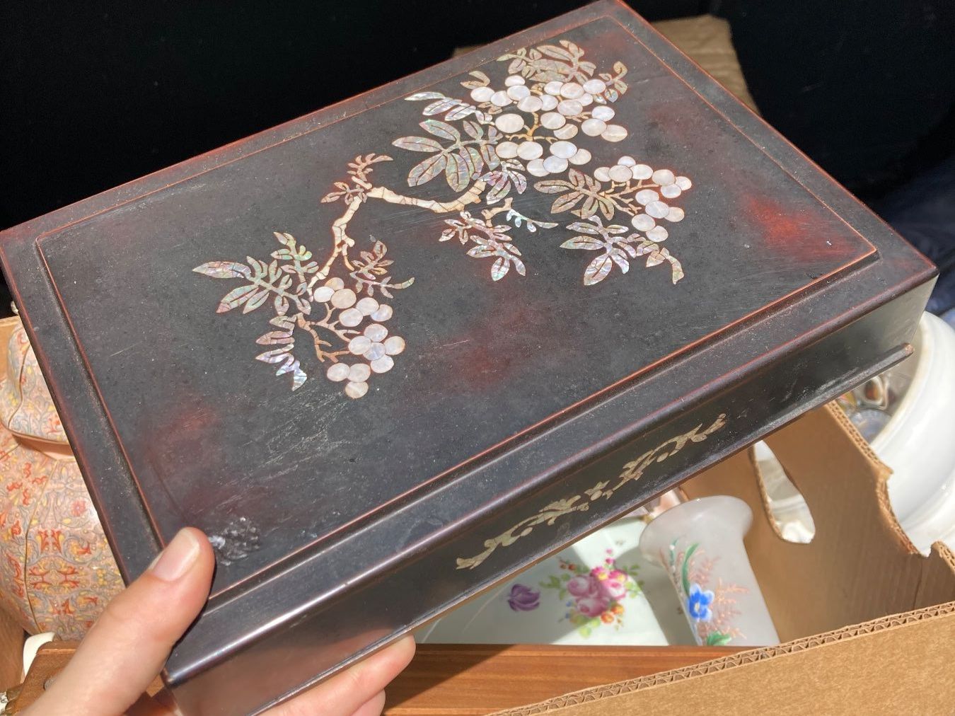 Barattoli: Boite ancienne nacre Perlmutt Kaste Box bijoux – Usato da St-Cierges venduto da LeRegain