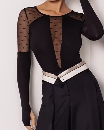 Chic Maglione con body nero con tulle a pois -tg M/L- nuovo