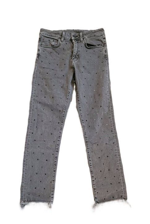 Jeans: coole Jeans in Grau mit Steinchen Gr. 29 – Usato da Füllinsdorf venduto da Sunnebliemli7