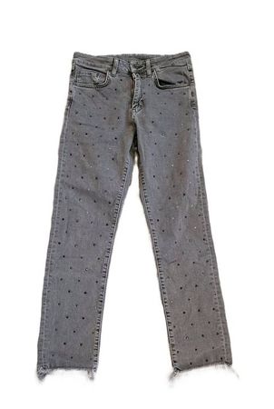 coole Jeans in Grau mit Steinchen Gr. 29