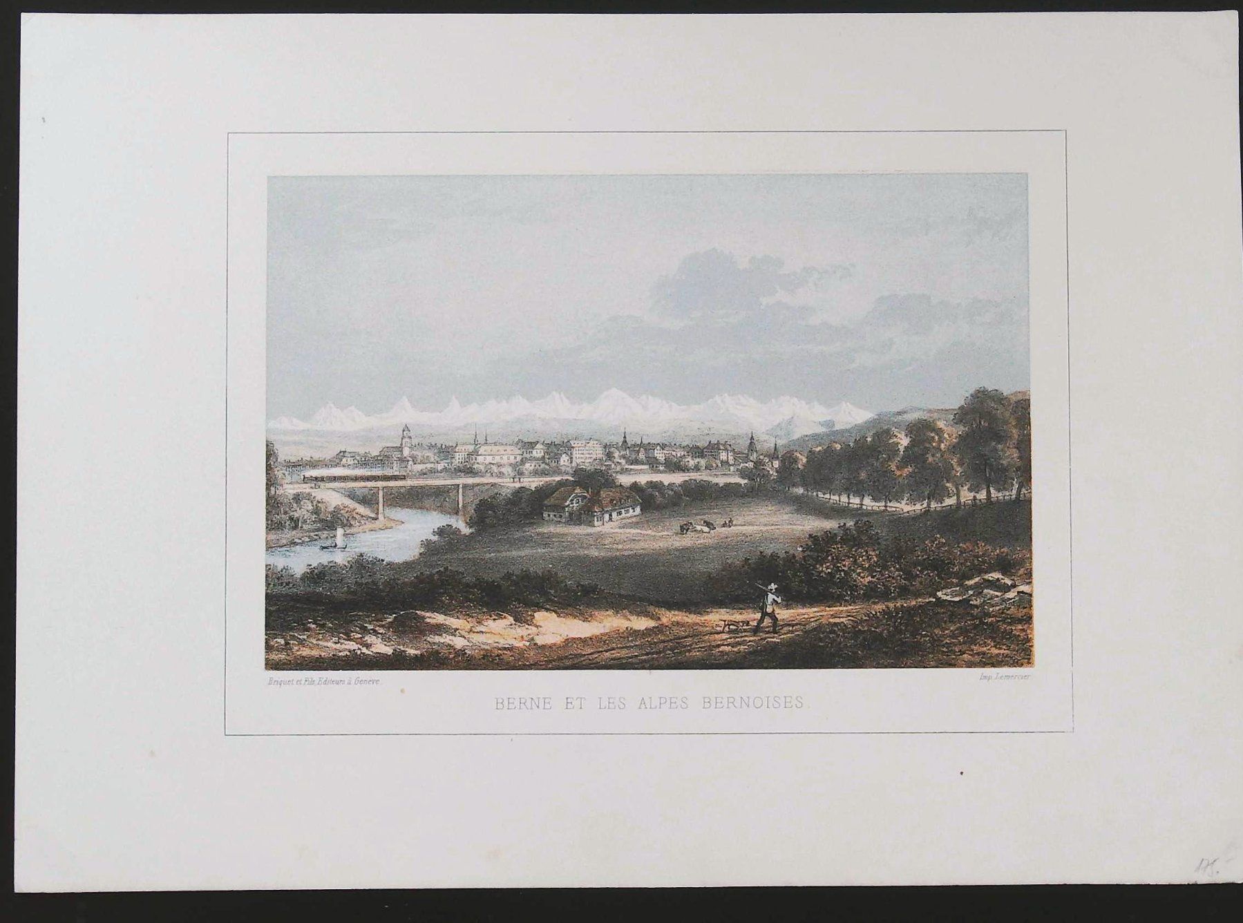 Stiche: Bern   Tonlithographie von Briquet um 1850 – Gebraucht aus Rafz von Helvet32
