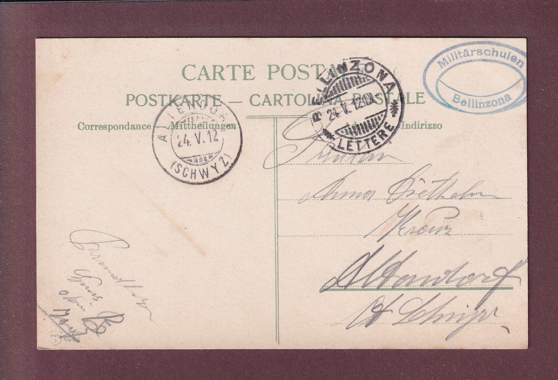 Cartoline postali: BELLINZONA - Ferrovia - 1912 – Usato da Pully venduto da nicecards 1