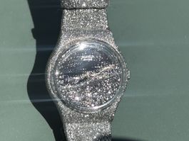 Swatch Gent, wenig getragen, silber/ Lederband