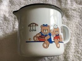 Emaillie Topf Milchtopf 12 cm Bären mit Skala