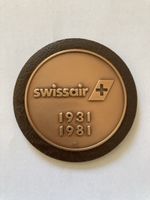 Flugzeug Medaille Bronze Swissair Symbol guter Zustand
