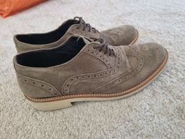 Halbschuhe Italian Production Veloursleder "olive" Grösse 37