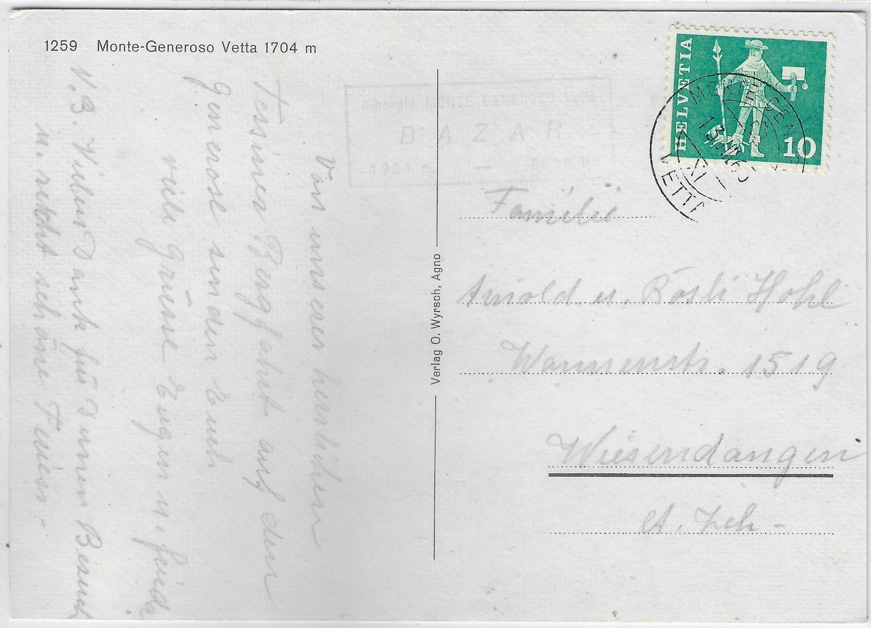 Cartoline postali: Flugaufnahme Monte-Generoso – Usato da Ettingen venduto da Kartenplanet 1