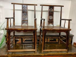 Antique Chinese high back arm Chairs - 19th century - Pair