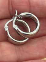 Luxus Elegante Creolen Edelstahl Ohrstecker Farbe Silber