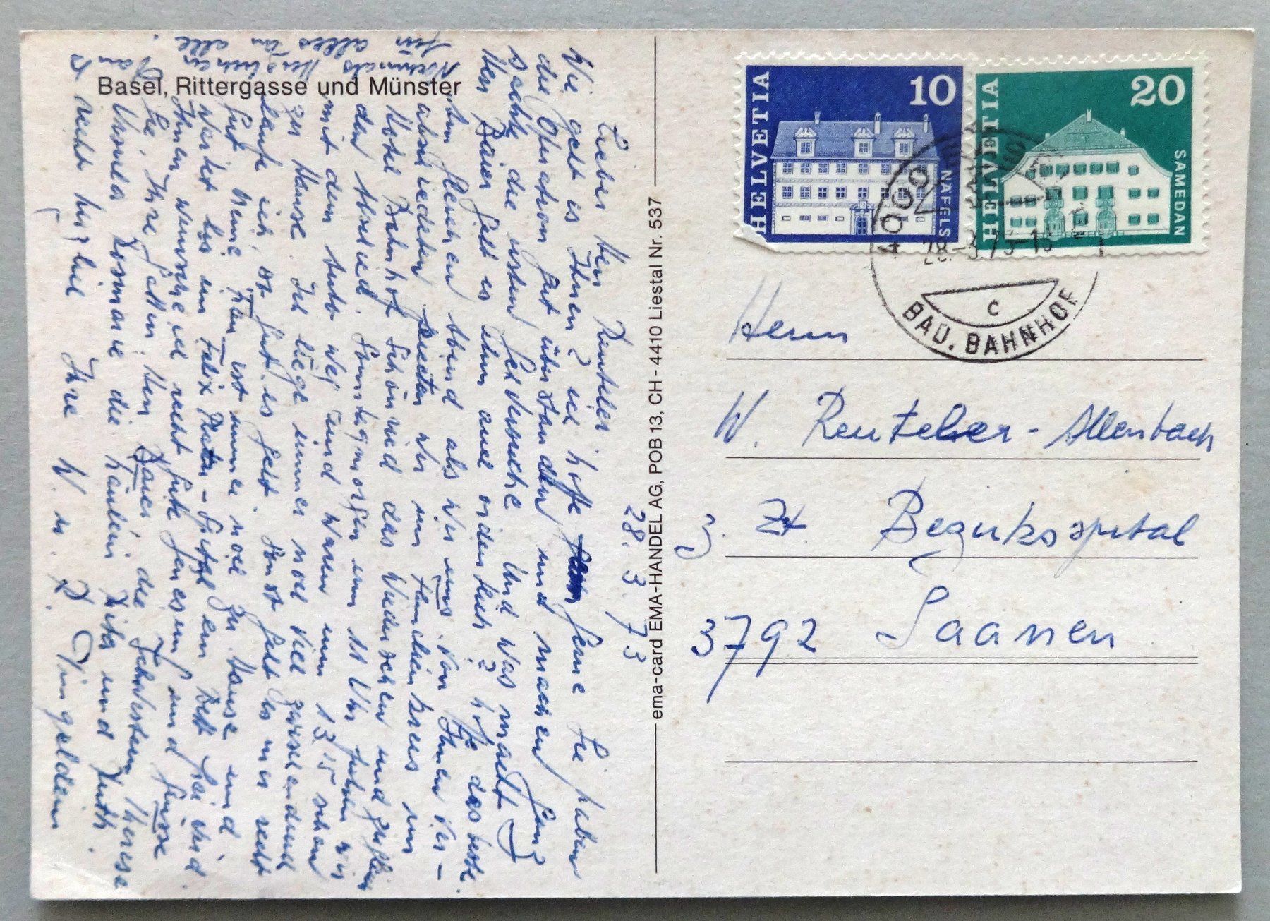 Cartoline postali: Basel, Rittergasse und Münster – Usato da Fétigny venduto da Billy2miny 1
