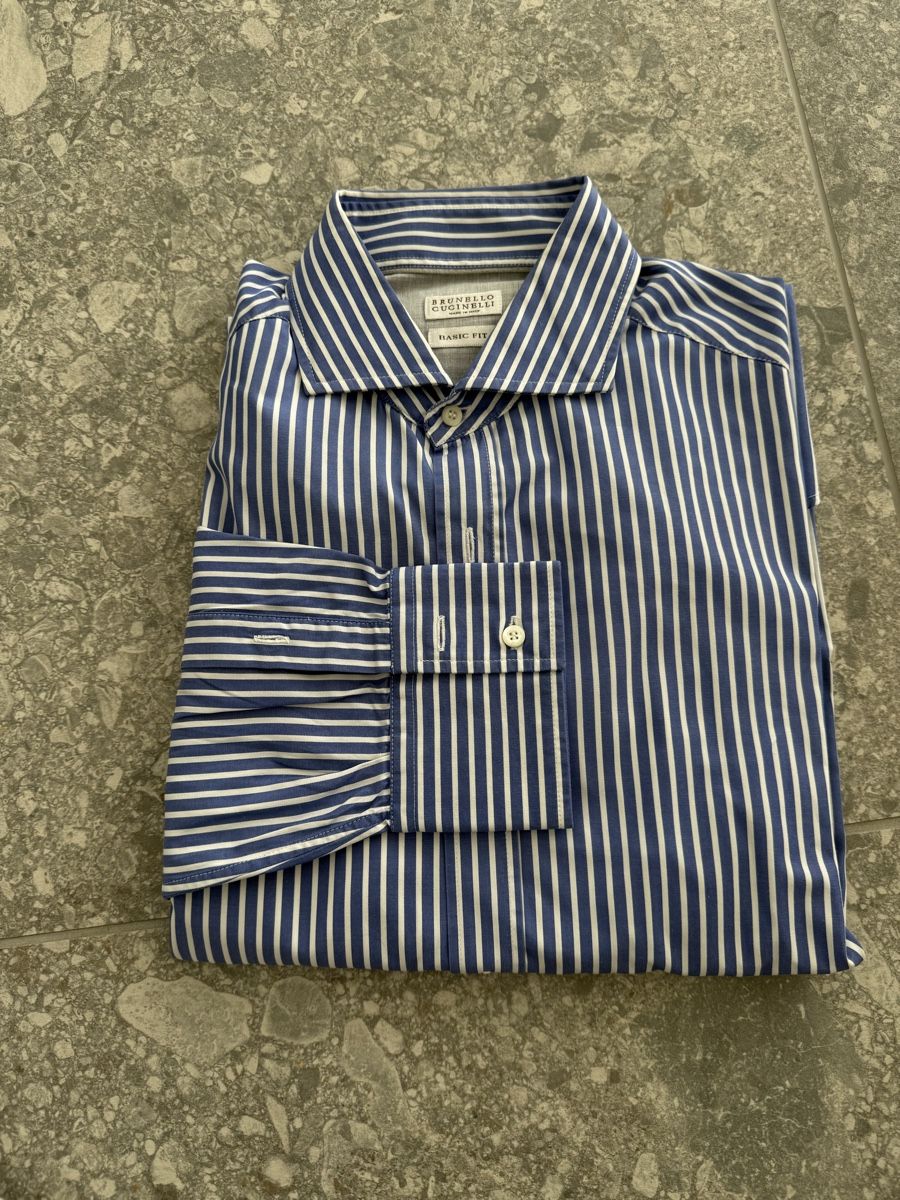 Brunello Cucinelli Camicie: Brunello Cucinelli Hemd gestreift Basic Fit Grösse XL – Nuovo (secondo la descrizione) da Birmensdorf ZH venduto da nin.am