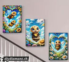 Diamond Painting 3 verschiedene Lustige Bienen-36-Teil-626