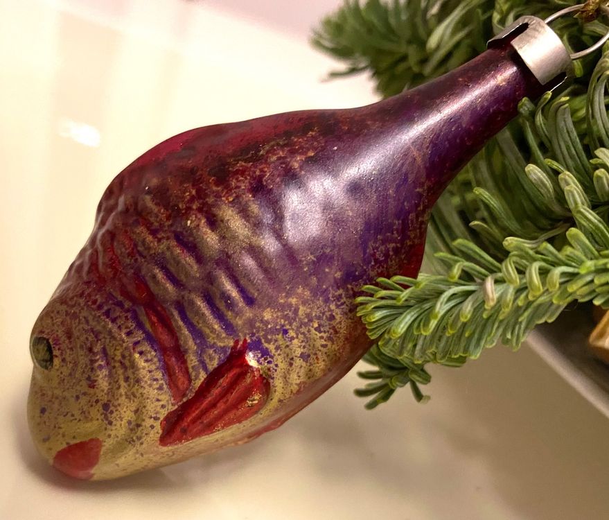 antiker Weihnachtsschmuck Fisch 1920 mit Gelatine handbemalt | Kaufen ...
