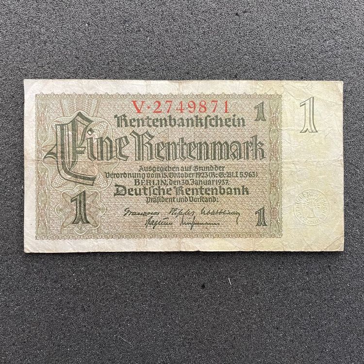 Sammlerschein: Deutsches Reich 2 Rentenmark 1937 – 8-stellige Kontrollnummer, Rosenberg 167b