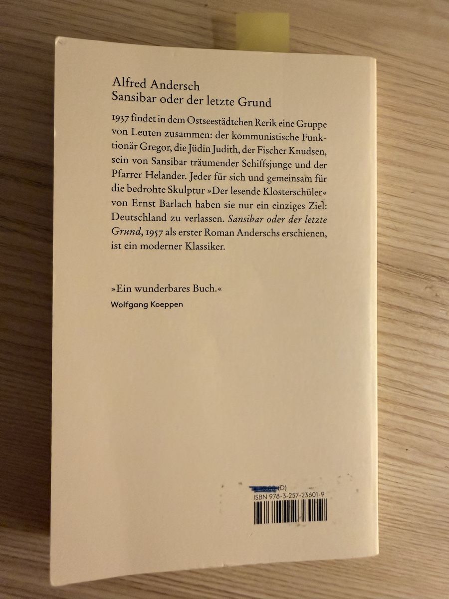 Bücher: Alfred Andersch Sansibar oder der letzte Grund Roman – Gebraucht aus Dornach von val_y2ws 1