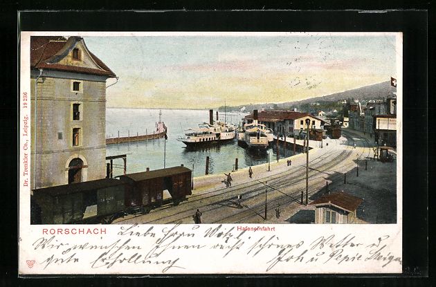 Cartes postales: AK Rorschach, Hafeneinfahrt mit Dampfern – D'occasion à Berlin par bartko-reher