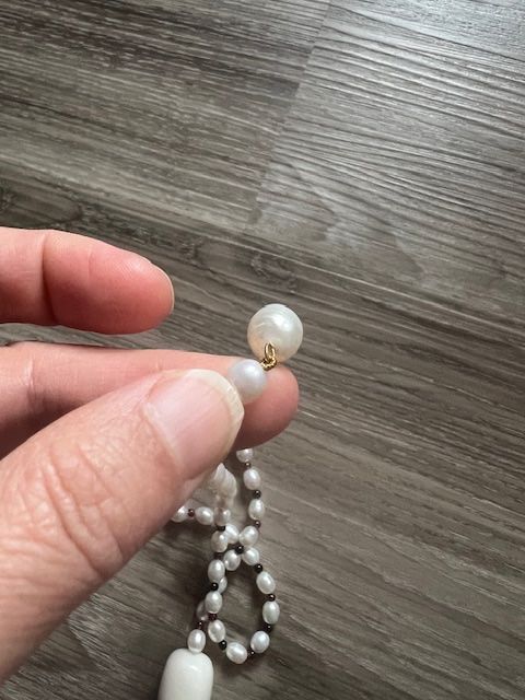 Catenine: 585 Schöne Perlen Kette mit Stempel – Usato da Neerach venduto da romiping 1