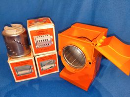 Retro Zyliss Trommelraffel Orange 70er – Mit 4 Trommeln (Sau