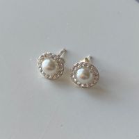 Silber 925 Perlen und Zirkonia Ohrstecker