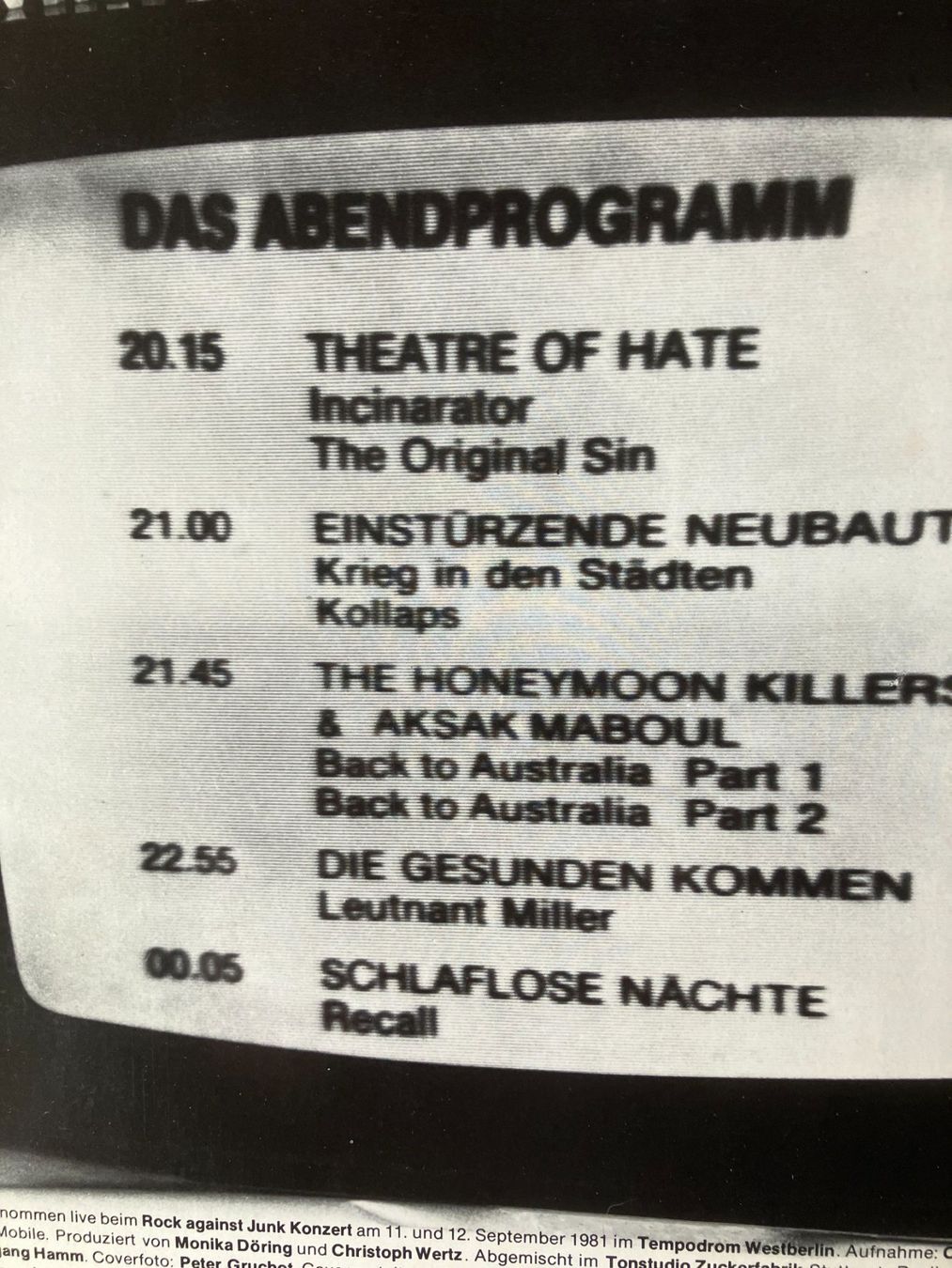 Schallplatten: Das Abendprogramm – Gebraucht aus Aarwangen von Jukebox3 3