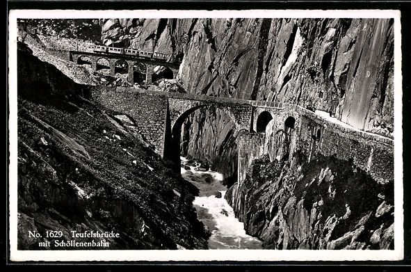 Cartoline postali: Schöllenen, Teufelsbrücke mit Schölle – Usato da Berlin venduto da bartko-reher