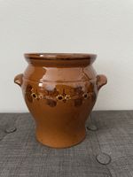 Rustikale Vintage Topf Vase Keramik mit Braun