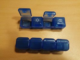 Pillendose für 4 Tage, Tablettenbox blau, praktisch!