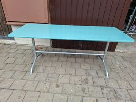 Terrasse Tisch 🪑 Türkis Metall 180x75cm Frühling Balkon ...