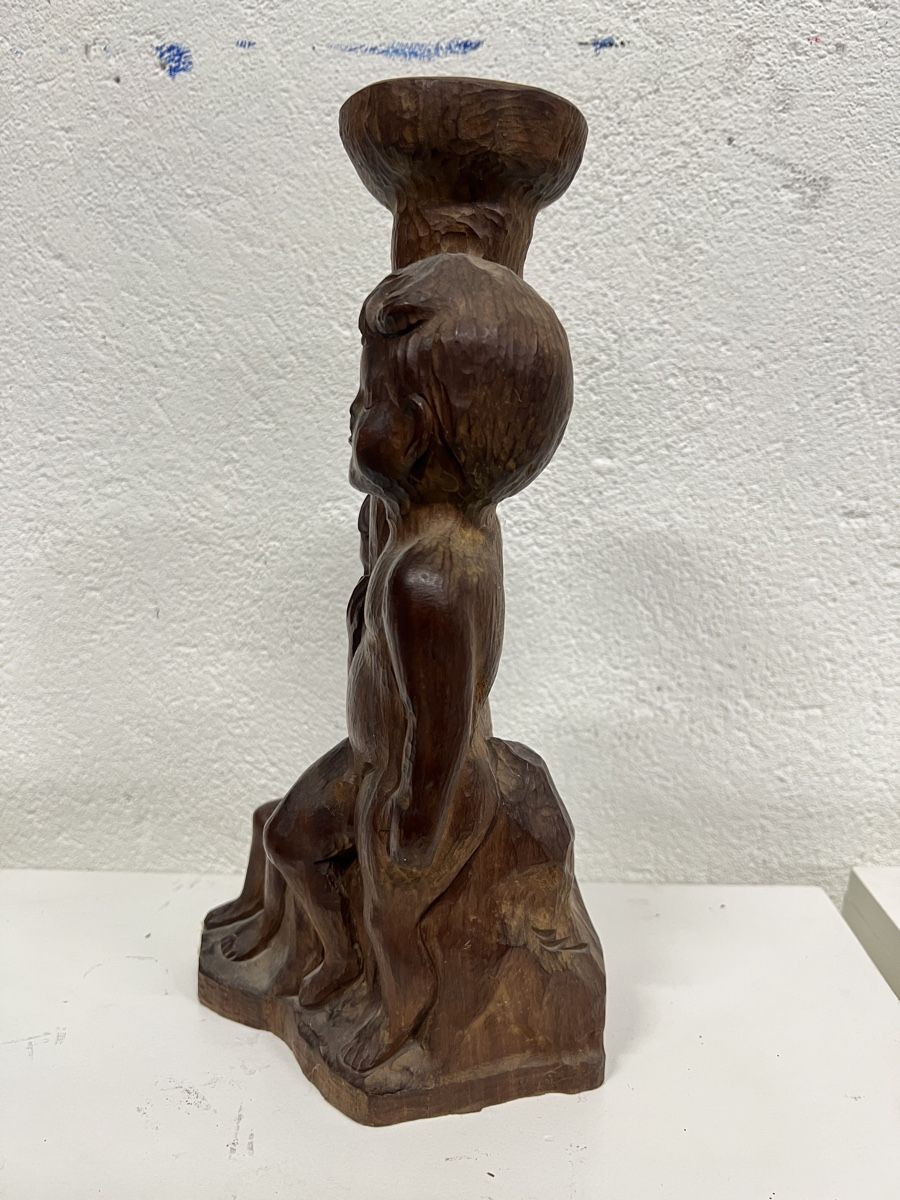 Statuette: Sculpture bougeoir en bois – Usato da Vétroz venduto da Chrisbad60 1