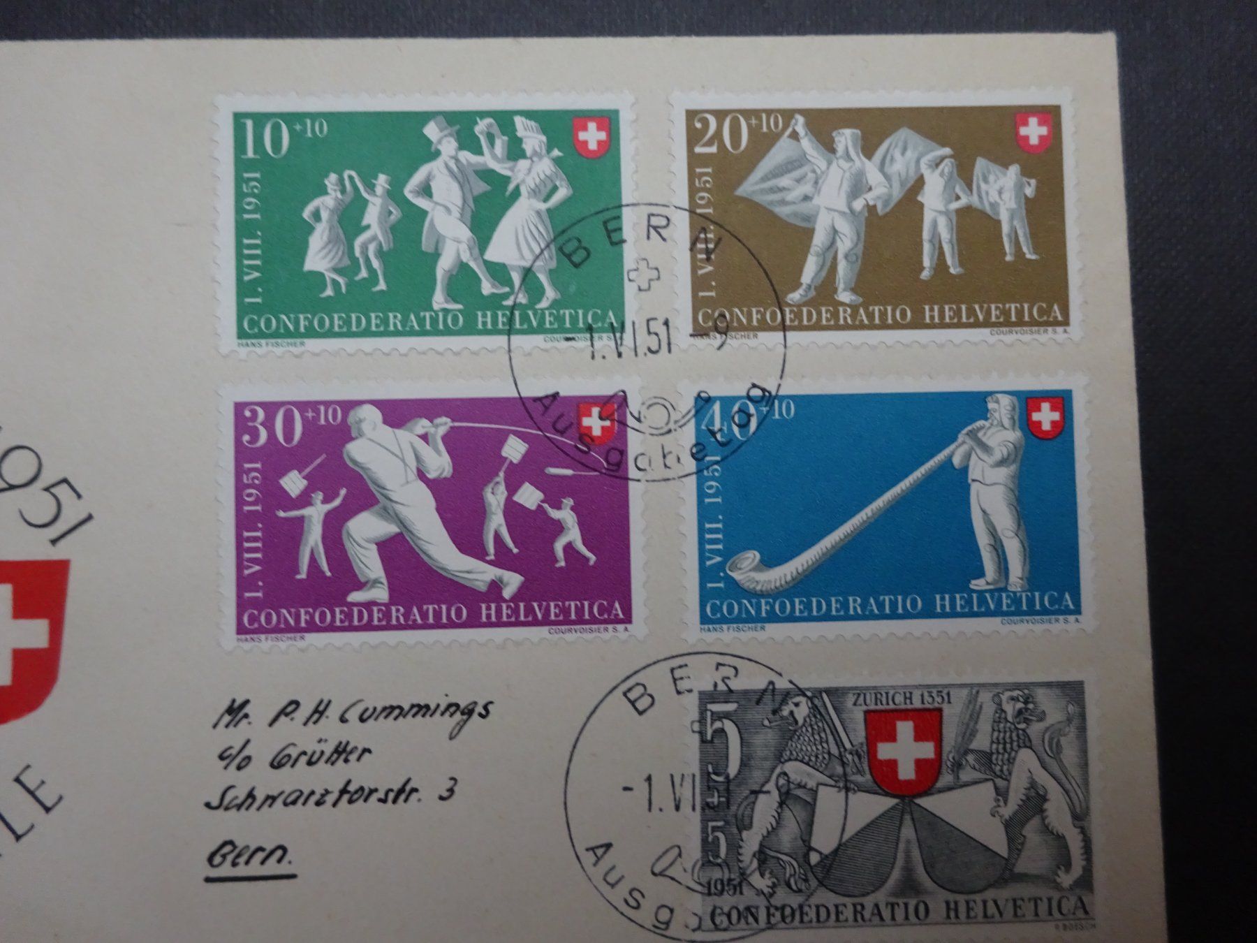 Tutti i francobolli: 1951 Pro Patria FDC BERN Illustriert - LUXUS – Usato da Appenzell-Steinegg venduto da adi1975 1