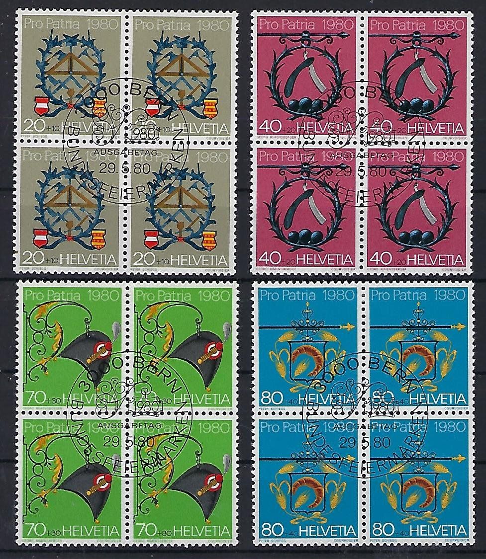 Alle Briefmarken: 1980  Pro Patria Viererblocks ET.  15367 – Gebraucht aus Lunden von Animus999