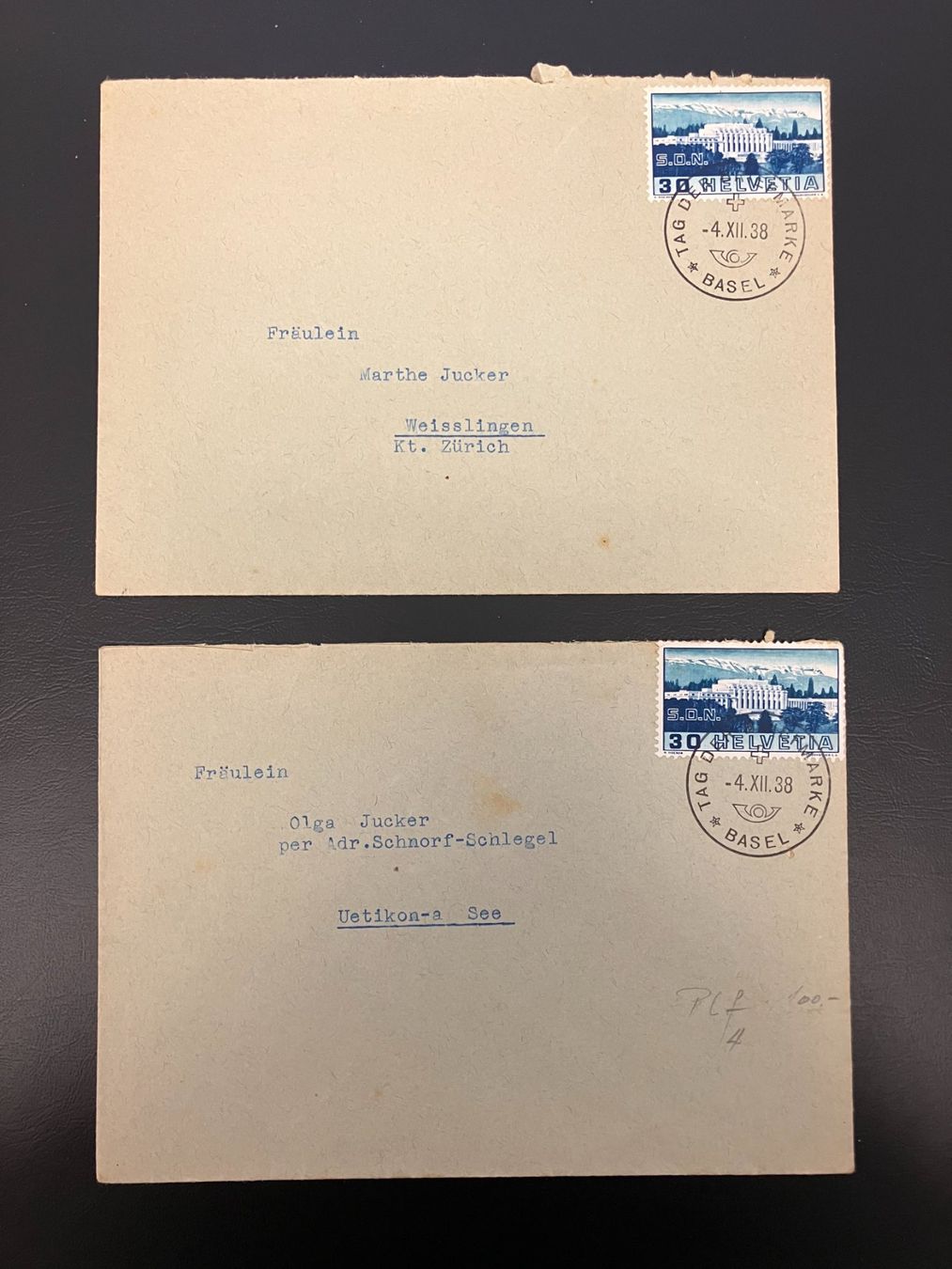Alle Briefmarken: 2 Couvert Tag der Briefmarke 1938 Basel – Gebraucht aus Solothurn von Tomtom2910