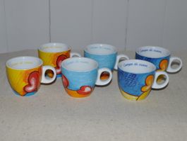 6 Espressotassen "Campo di cuori", EGAN Porzellan, neuwertig