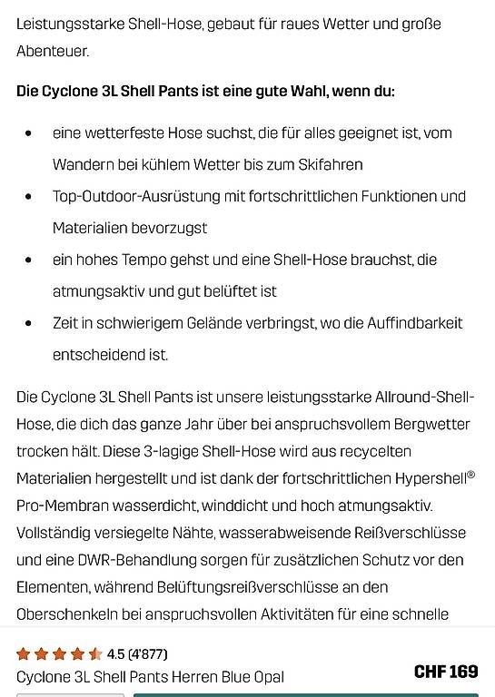 RevolutionRace Pantaloni: NEU Revolution Race Hose Cyclone 3L Shell Pants – Usato da Kirchberg BE venduto da muesel1 3
